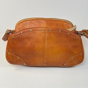 Tignanello studded Elegant honey Tan Leather Women's Bag. Crossbody.